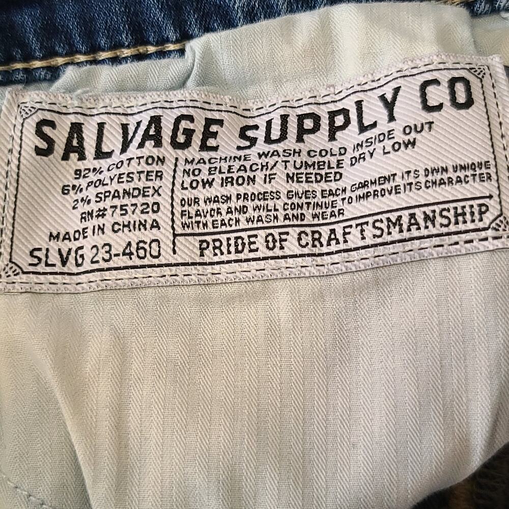 Mens Salvage Distressed Mayhem Straight Jeans 34x27 Blue - Picture 10 of 15